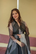 Load image into Gallery viewer, BLACK FOIL WORK DUPATTA SET
