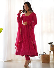 Load image into Gallery viewer, PINK LAHERIYA ANARKALI DUPPTA SET
