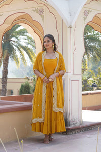 SAIL YELLOW ANARKALI SALWAR SUIT