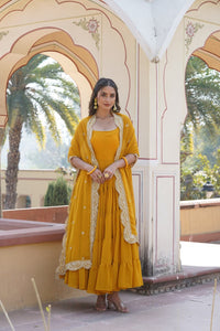 SAIL YELLOW ANARKALI SALWAR SUIT