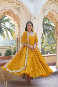 SAIL YELLOW ANARKALI SALWAR SUIT