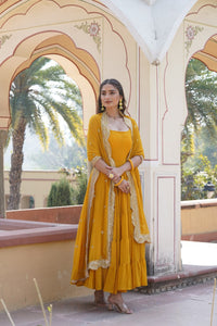 SAIL YELLOW ANARKALI SALWAR SUIT