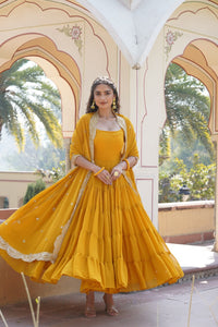 SAIL YELLOW ANARKALI SALWAR SUIT