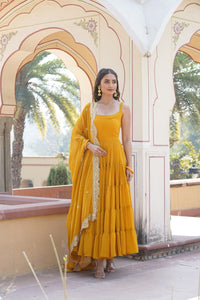 SAIL YELLOW ANARKALI SALWAR SUIT