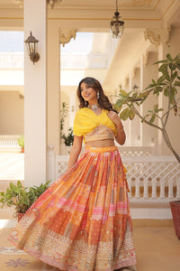 TWILA MUSTARD RICH RUSSIAN SILK LEHENGA