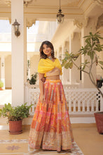 Load image into Gallery viewer, TWILA MUSTARD RICH RUSSIAN SILK LEHENGA
