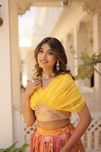 Load image into Gallery viewer, TWILA MUSTARD RICH RUSSIAN SILK LEHENGA
