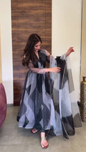 Load and play video in Gallery viewer, BLACK FOIL WORK DUPATTA SET
