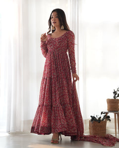 MARIA MAROON FLAIR ANARKALI SUIT