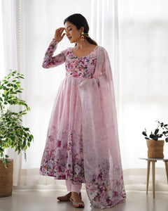 PINK ANARKALI DUPTTA SET