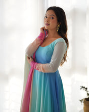 Load image into Gallery viewer, COLOURFULL ANARKALI DUPATTA SET
