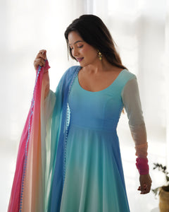 COLOURFULL ANARKALI DUPATTA SET