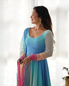 COLOURFULL ANARKALI DUPATTA SET