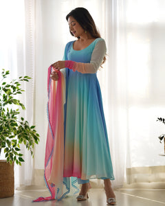 COLOURFULL ANARKALI DUPATTA SET