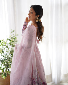 PINK ANARKALI DUPTTA SET