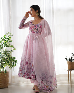 PINK ANARKALI DUPTTA SET