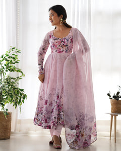 PINK ANARKALI DUPTTA SET